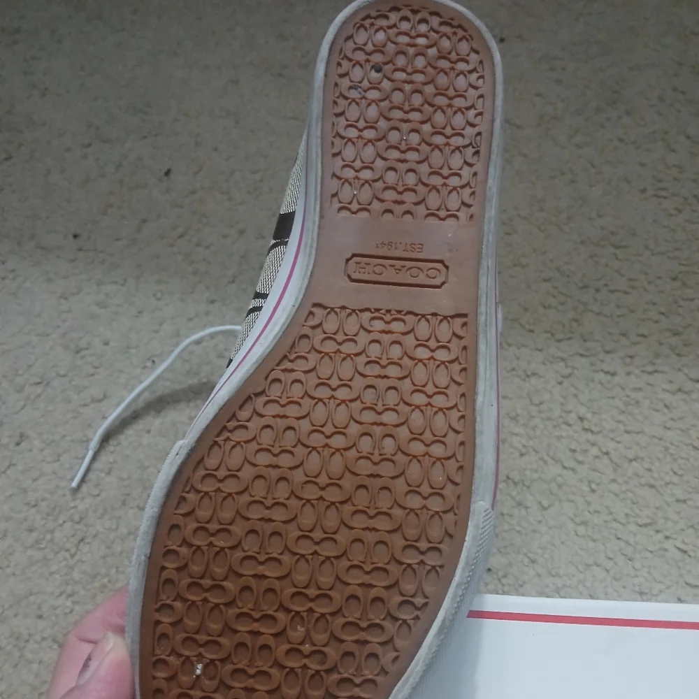 Coach Brown and White High-Top Sneakers - Picture 4 of 8